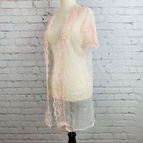 VTG 60s Stardust Sheer Peignoir Robe Cover Up - Picture 2 of 10